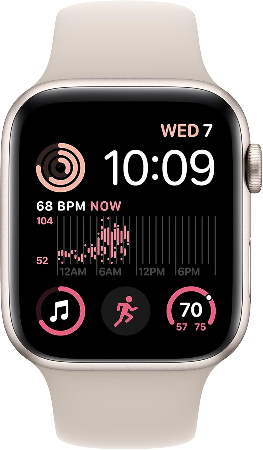 Apple Watch SE (2nd Gen) (GPS + Cellular, 44mm) - Starlight Aluminum Case with Starlight Sport Band, S/M (Renewed)