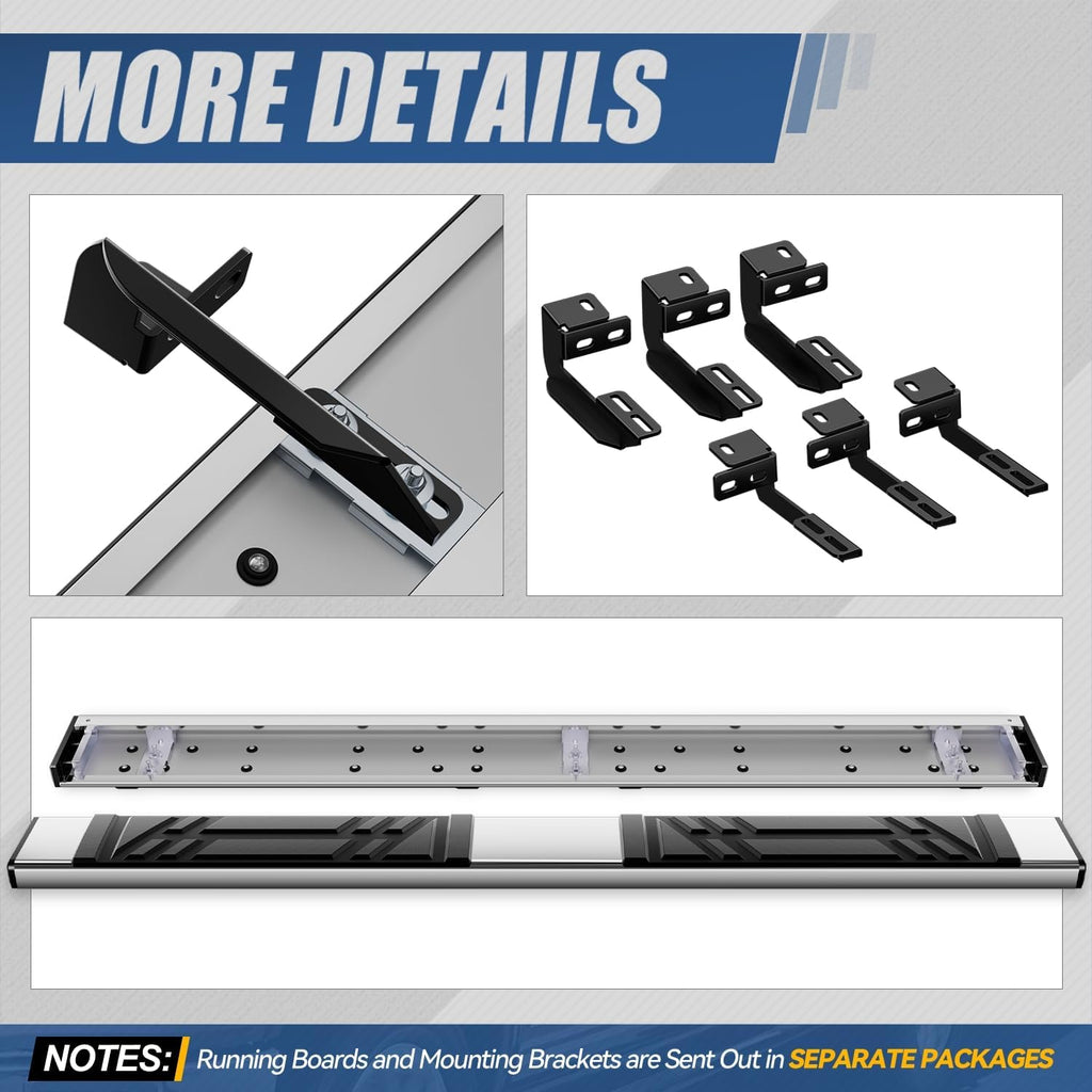 Auto Dynasty Running Boards Compatible with 2020-2025 Ford Explorer Lincoln Aviator, Stainless Steel Side Step Rail Nerf Bars, 6.5' x 73' Step Bars, Polished Chrome