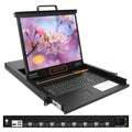 1U Rack Mount KVM Console Built-in 8 Port HDMI KVM Switch, 19' Rackmount Monitor, Keyboard and Touchpad, OSD/Hotkey/Button Switching,1280X1024@60Hz, 5:4 Aspect Ratio, Incl. KVM Cable and Ground Wire