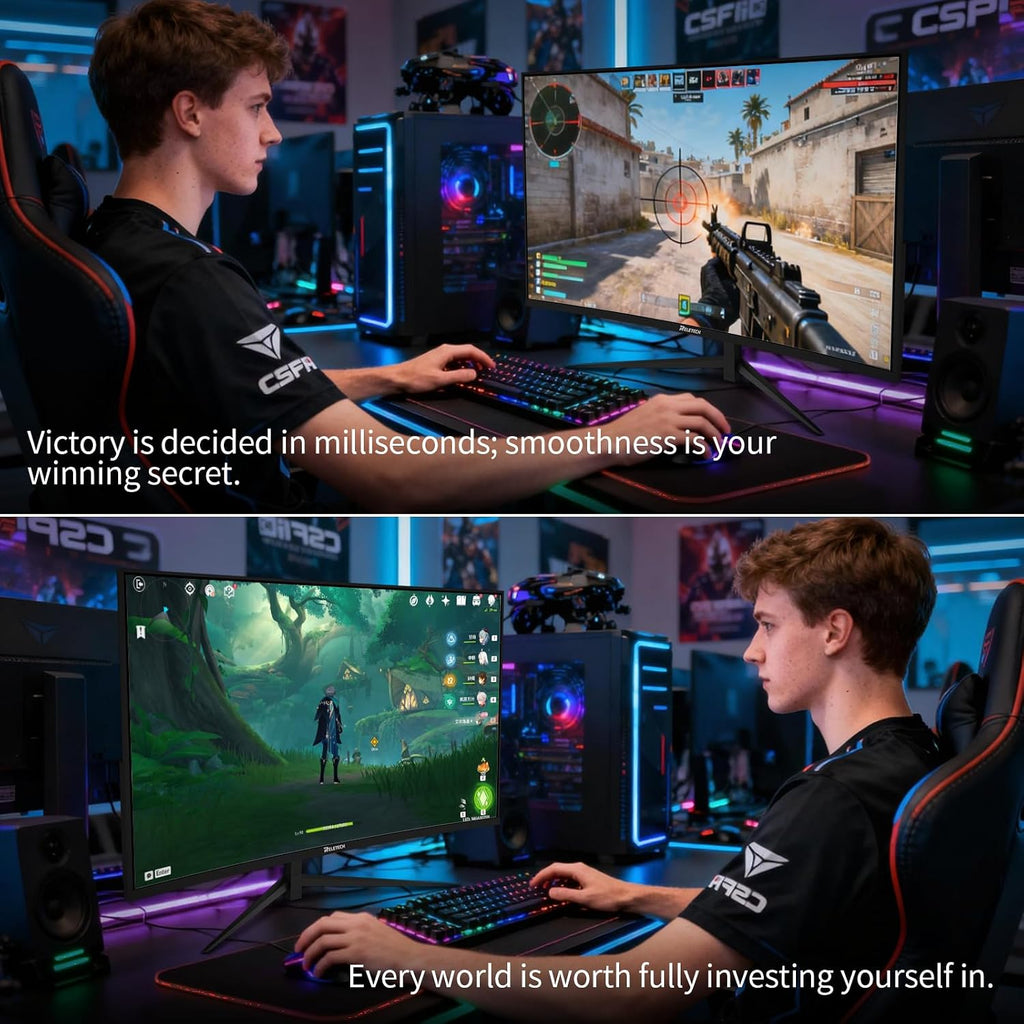 27 Inch Curved Gaming Computer Monitor 2K QHD(2560x1440) 180Hz Monitor,1ms 1800R Display, FreeSync, 4000:1 Contrast Ratio,100% sRGB, HDMI 2.0 & DisplayPort 1.4 VESA Mount（G27X Flex Pro）