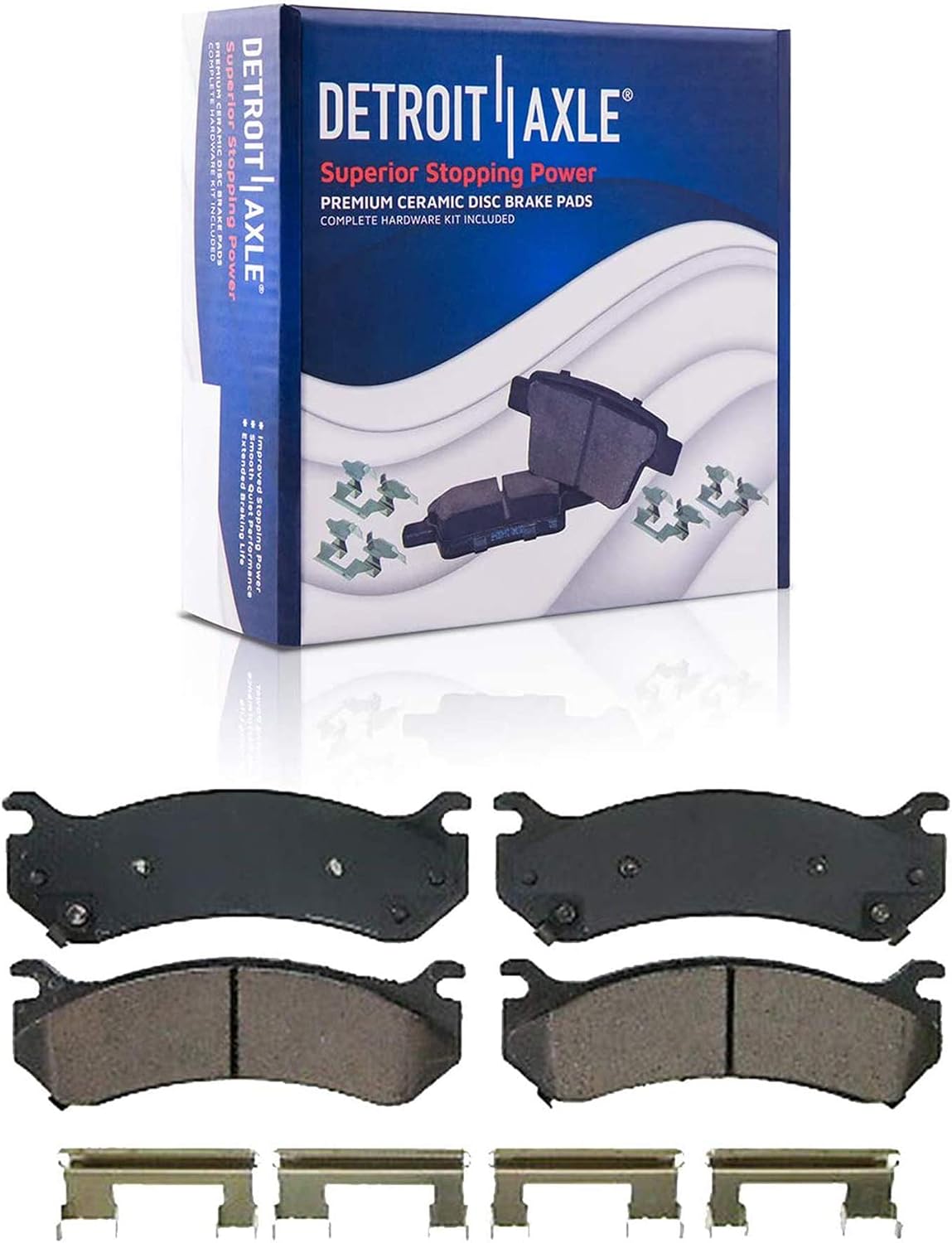 Detroit Axle - 8pc Brake Kit for 2001-2005 Chevrolet Silverado 1500 GMC Sierra 1500, 2000-2006 Yukon XL Avalanche Suburban 1500 Tahoe Front & Rear Disc Brake Calipers Brake Pads Replacement