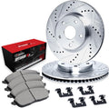 R1 Concepts Front Brake Kit Fits 2006-2011 Honda Civic Coupe Si; 2007-2011 Honda Civic Sedan Si| Optimum Oep Pads, Drilled Slotted Rotors| Hardware| 11.8' Front