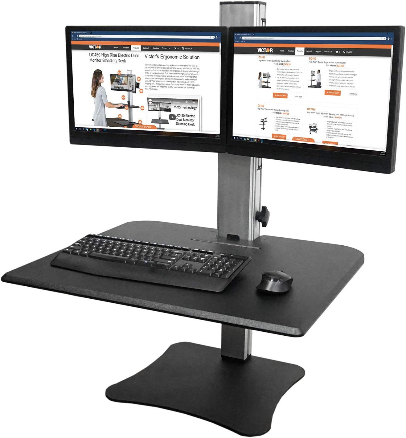 Victor DC350A Manual Dual Monitor Height Adjustable Sit-Stand Standing Desk Converter