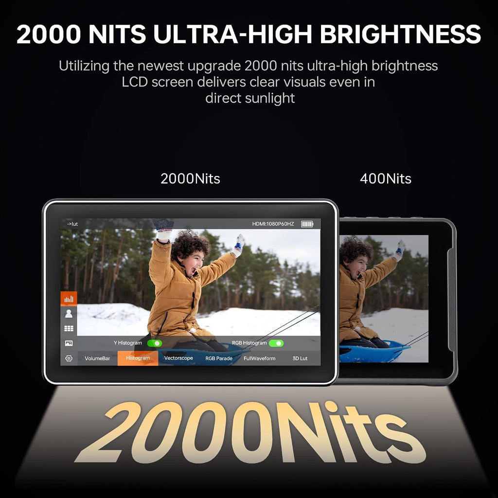 VILTROX DC-X2 2000 Nits Camera Field Monitor Kit with Rig Cage 6 Inch Touchscreen DSLR Monitor with 1920x1080 IPS 4K HDMI Loop in/Out 3D LUTs Waveform Video Peaking Focus Assist Battery Sunshade Hood