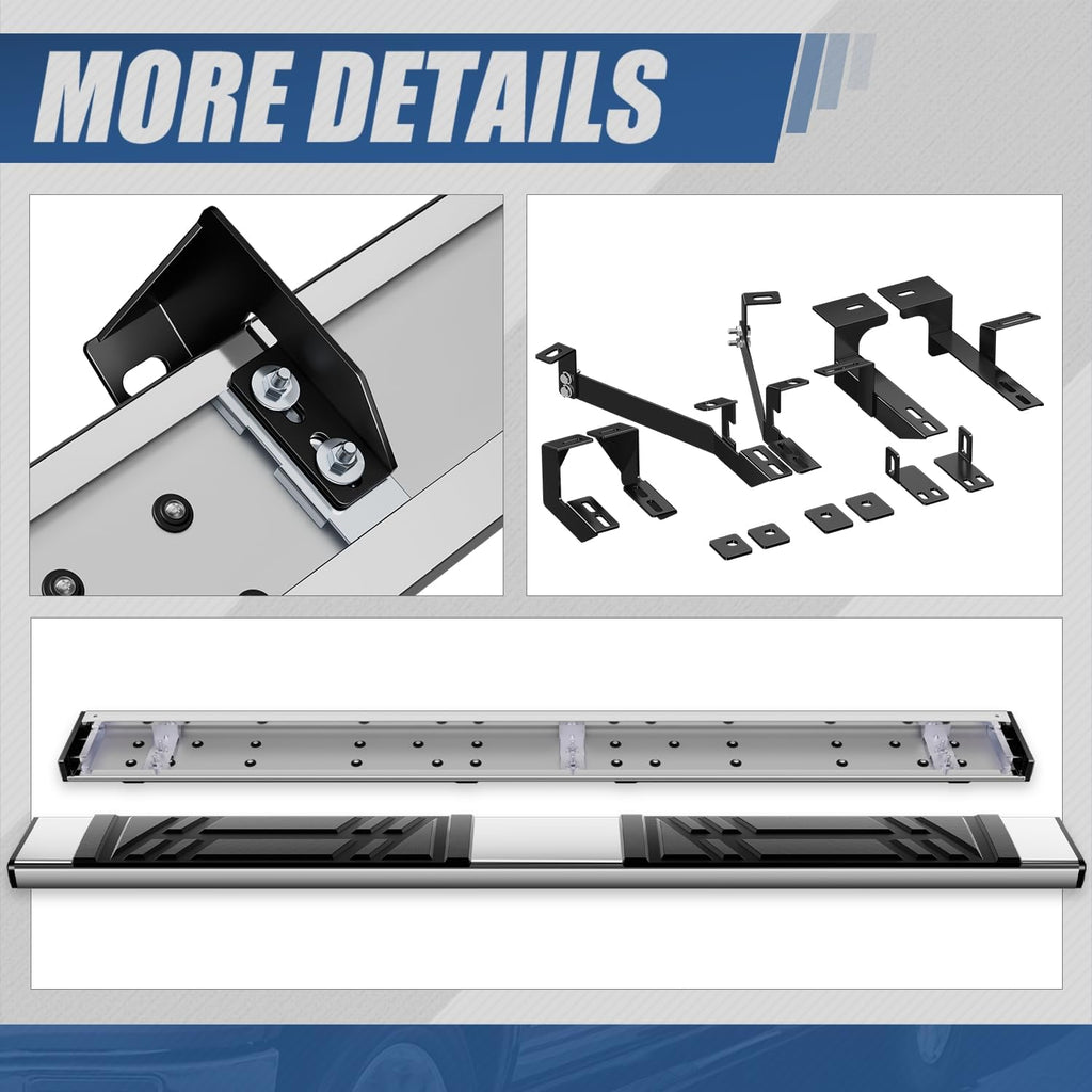 Auto Dynasty Running Boards Compatible with 2014-2019 Toyota Highlander, Stainless Steel Side Step Rail Nerf Bars, 6.5' x 73' Step Bars, Polished Chrome