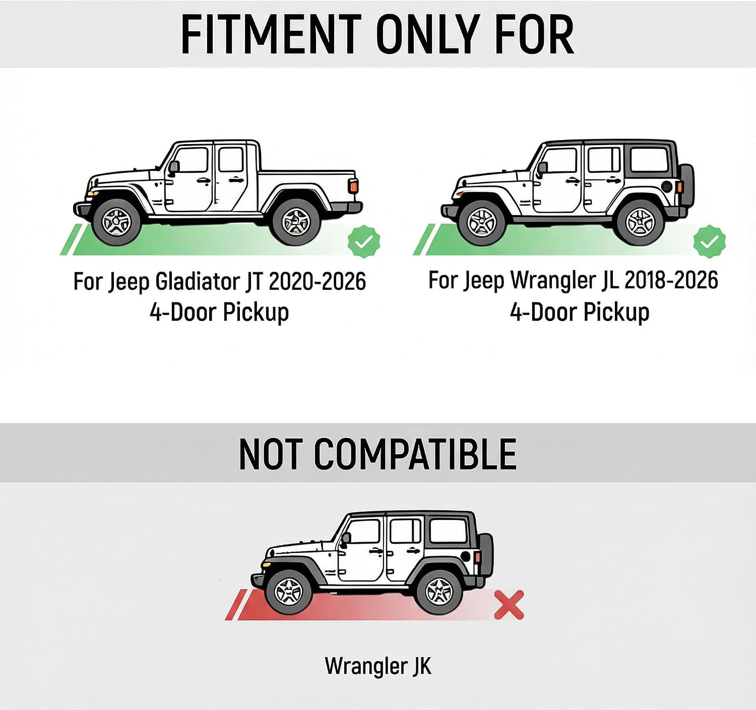 4PCS Running Boards Compatible with 2018-2026 Jeep Wrangler JL 4-Door & 2020-2026 Jeep Gladiator JT(4 Full Size Doors), 7.1' D Side Steps, Heavy-Duty Steel Carbon Steel Nerf Bars