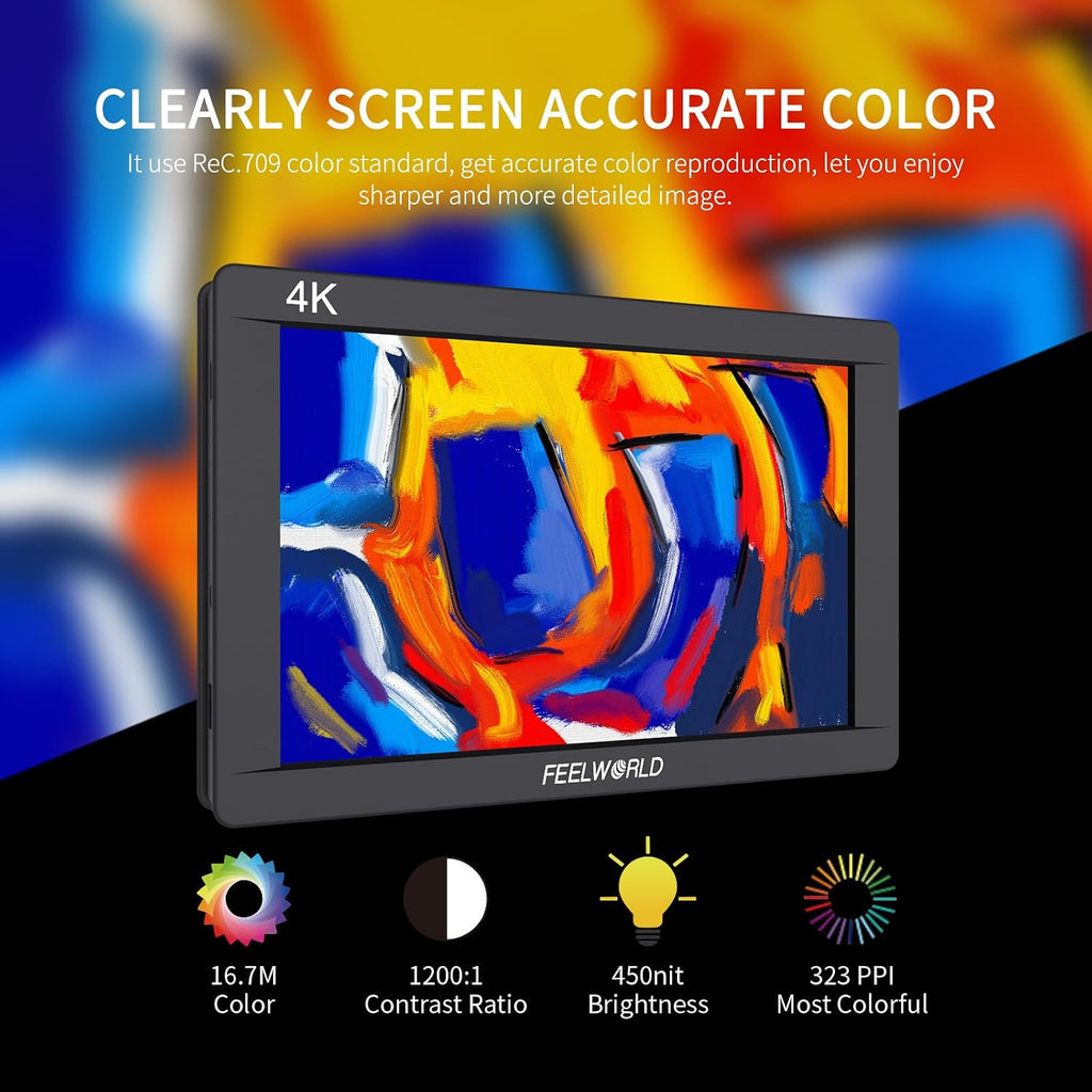 FEELWORLD FW703 7 Inch 450nit IPS 3G SDI 4K HDMI DSLR Monitor Full HD 1920x1200 On Camera Field Monitor with Histogram for Stabilizer Cameras Rig