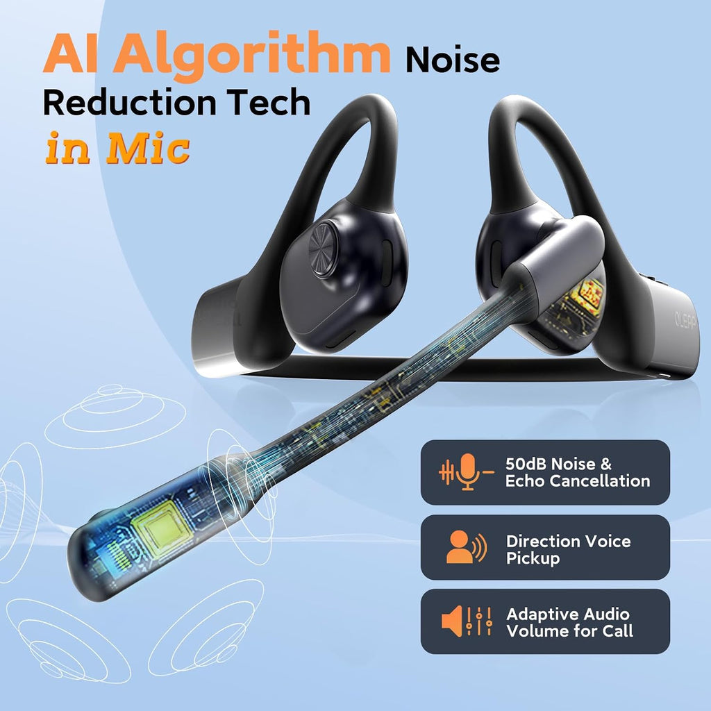 P200b Pro Wireless Headset with Mic for Work,50dB AI Noise Cancelling Microphone Headphones for Call,Bluetooth 5.3 Open Ear Headphones with USB-A Dongle for Office,Meeting,WFH,PC & Phone