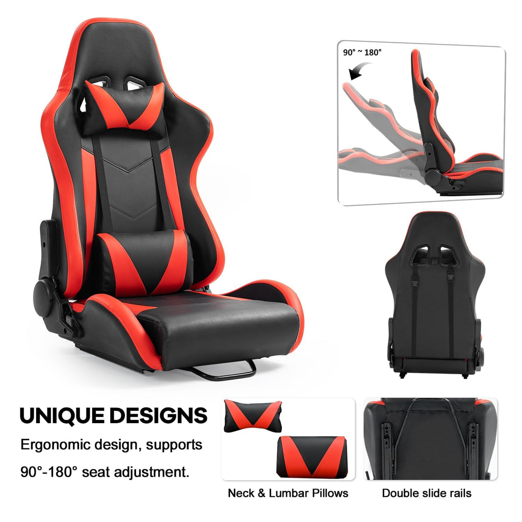 Anman Racing Sim Simulator Cockpit with Red Seat Equipped with Monitor TV Stand Fit for Thrustmaster T300RS, for Fanatec, for Logitech G27 G29 G920 G923, Handbrake Wheel Shifter Pedals NOT Included