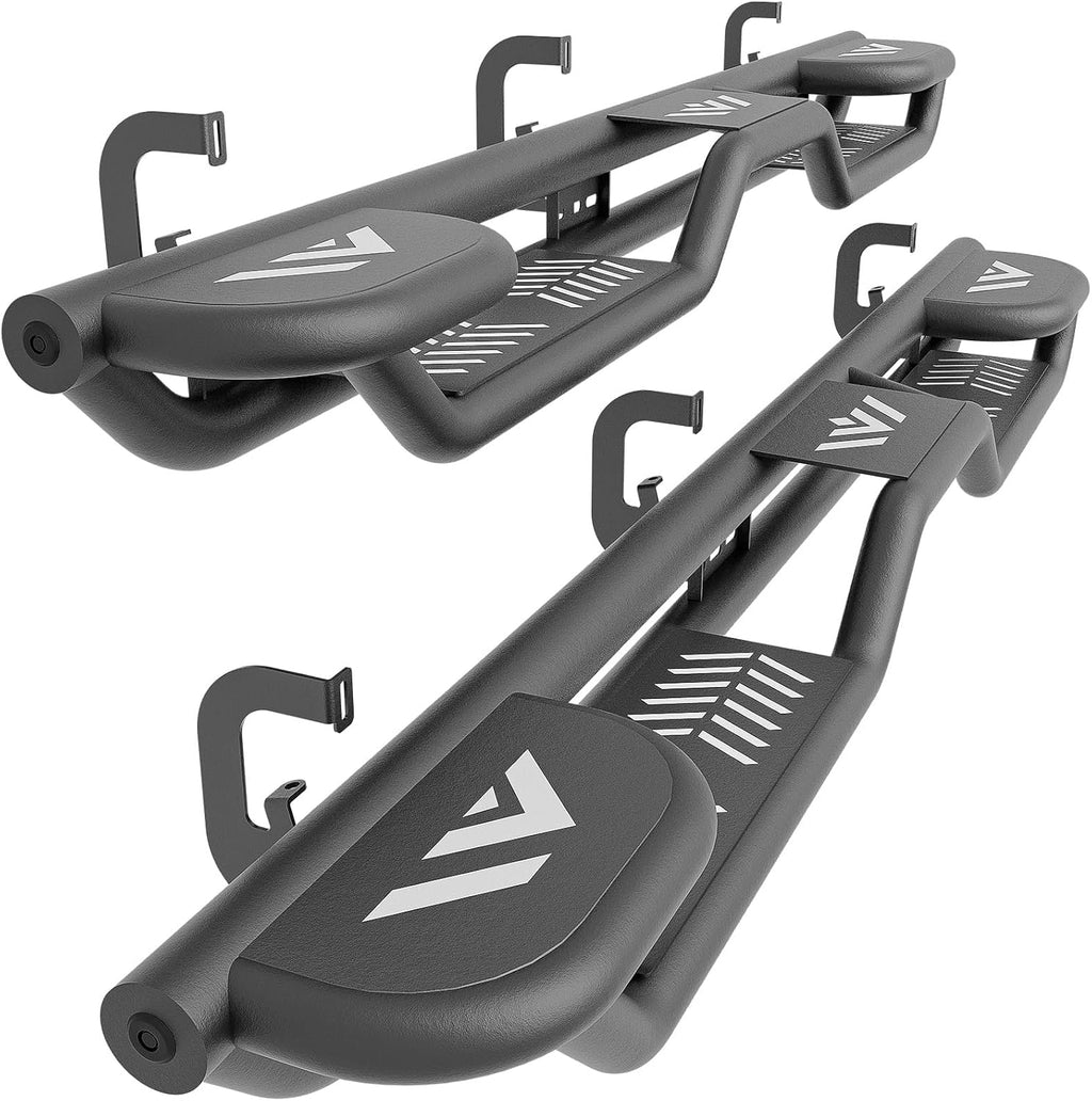 YZONA Three Raised Steps Double Cab Running Boards Compatible with 2007-2018 Chevrolet Silverado & GMC Sierra 1500, 2007-2019 Chevy Silverado & GMC Sierra 2500 3500 HD Extended Cab Side Step Nerf Bar
