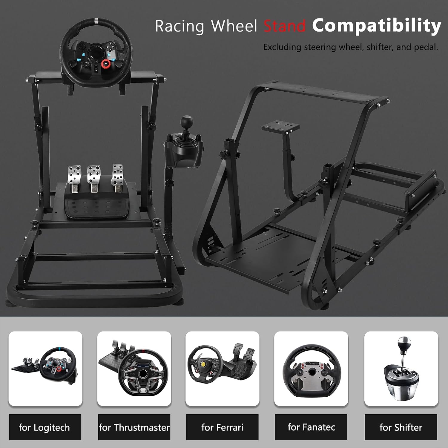Hottoby Racing Simulator Cockpit Mountable Monitor Stand Adjustable Fits for Logitech G920 G923 G29, for Thrustmaster T80 T150, for Fanatec