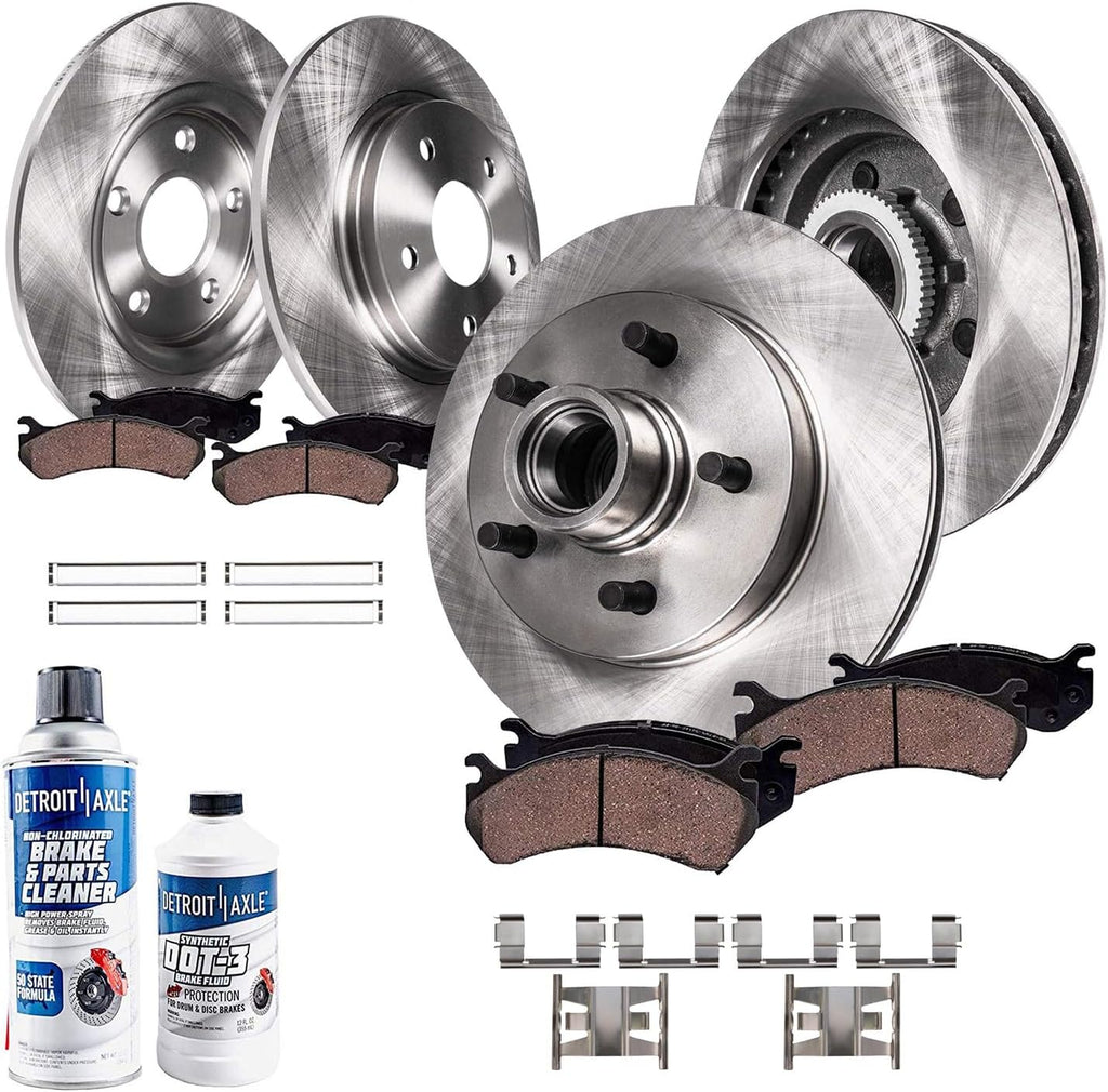 Detroit Axle - Brake Kit for 2WD 2000-03 Ford F-150, 2002 Lincoln Blackwood Replacement 2000 2001 2002 2003 Disc Brakes Rotors Ceramic Brake Pads, Front and Rear [4-Wheel Disc Brakes]