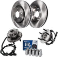 Detroit Axle - Front Brake Kit for Ford Explorer Mercury Mountaineer Disc Brake Rotors Wheel Bearing Hubs Assembly 10pc Wheel Lug Nuts 2002 2003 2004 2005 Replacement