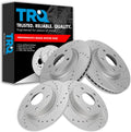 TRQ Performance Front and Rear Brake Rotor Set G Coated Drilled and Slotted Compatible with 2014-2018 Mazda 3 2019-2021 Mazda CX-3