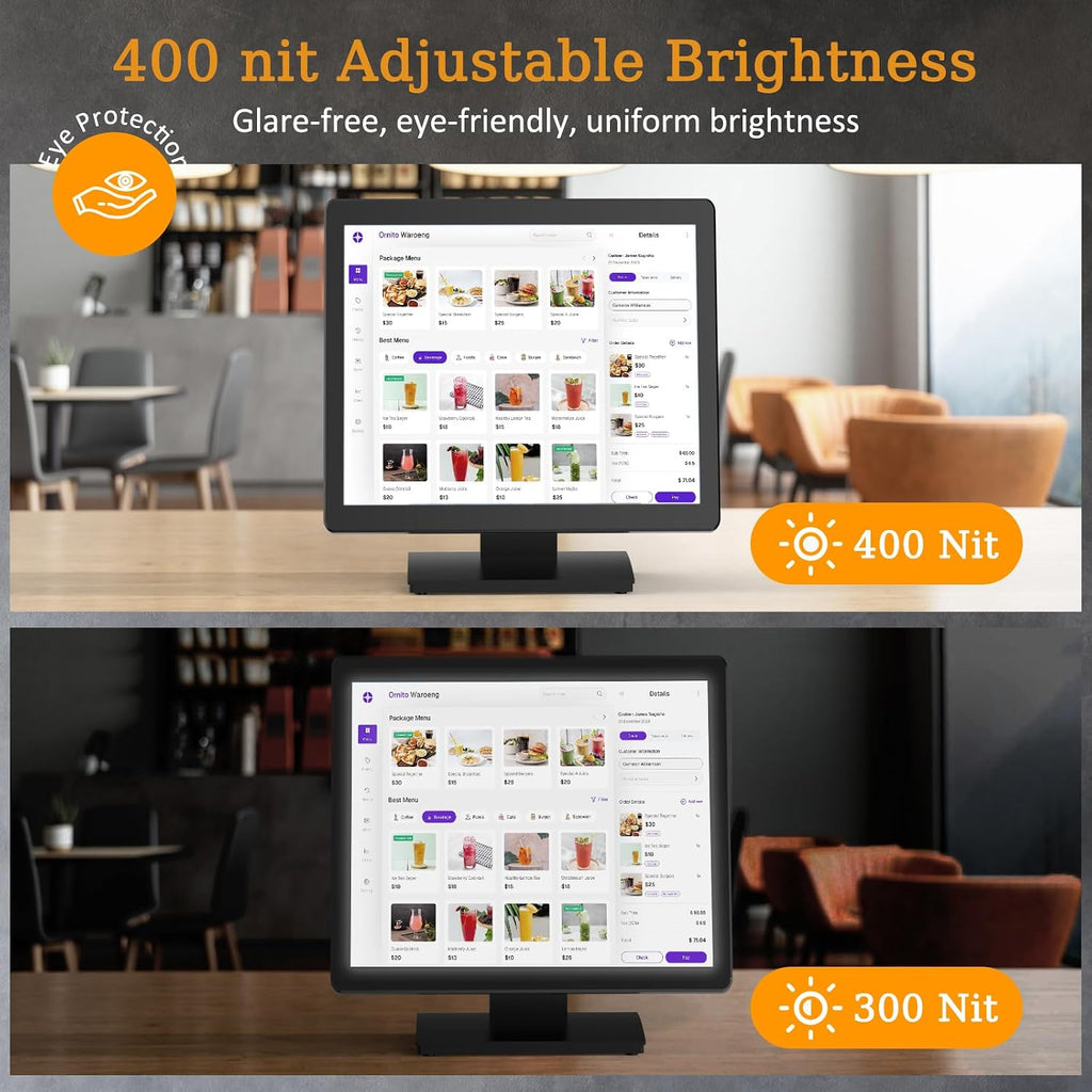19 inch POS Touch Screen Monitor, Full HD 1280 x 1024 Capacitive Touchscreen with HDMI/VGA Input, Heavy-Duty Metal Stand, for Retail, Restaurant, Bar, Gym, Warehouse and POS System