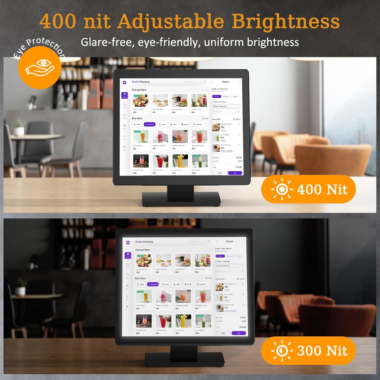 19 inch POS Touch Screen Monitor, Full HD 1280 x 1024 Capacitive Touchscreen with HDMI/VGA Input, Heavy-Duty Metal Stand, for Retail, Restaurant, Bar, Gym, Warehouse and POS System