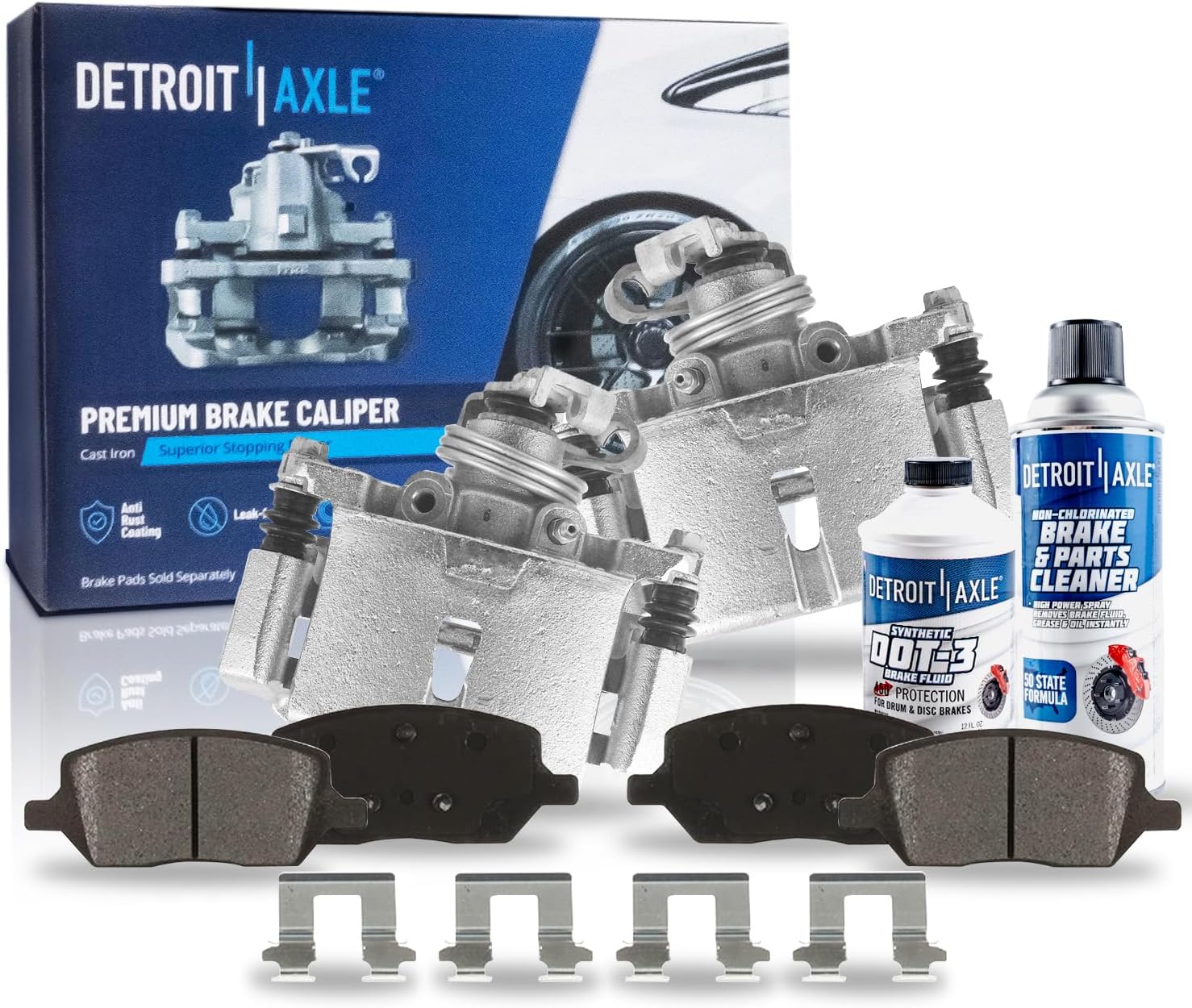 Detroit Axle - Rear Brake Calipers w/Bracket Ceramic Brake Pads Kit Replacement for 2005-2009 Uplander Terraza Montana Relay - 6pc Set