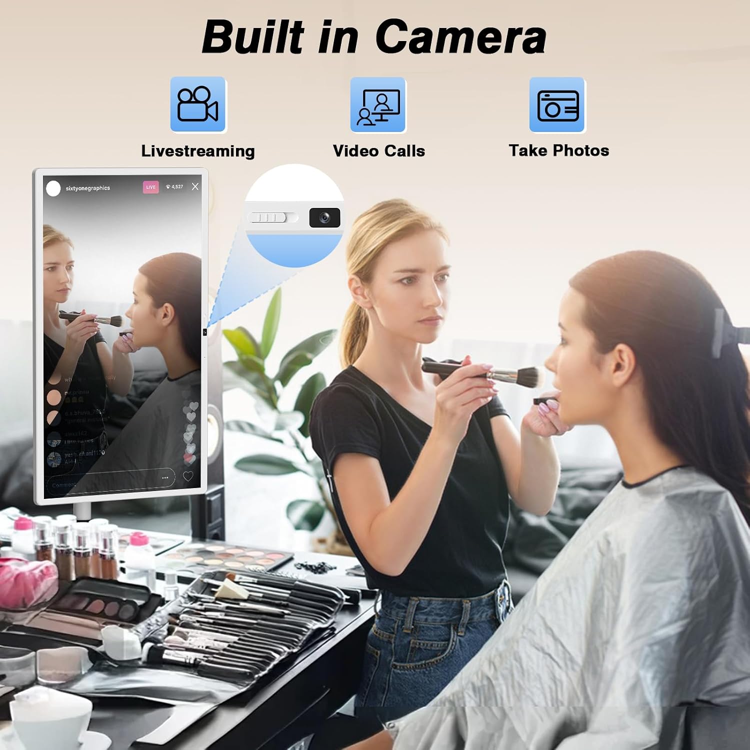 32 Inch Portable Smart TV on Wheels, RollingTV Touch Screen Monitor,with 4k Camera,(8GRAM+128GB),Android 13,(5-8-HourBattery,Full Swivel Rotation (32 inch Pro)