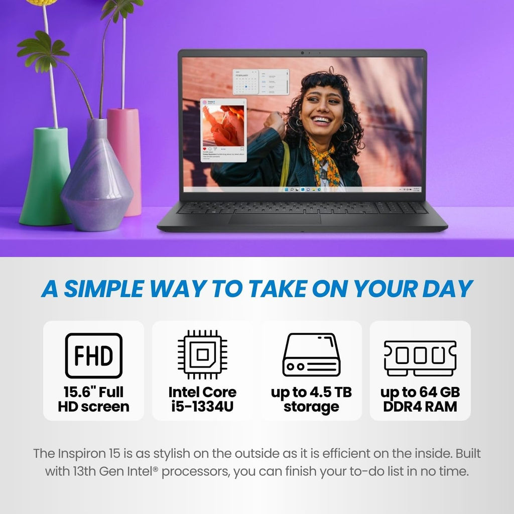 Dell Inspiron 15.6' FHD Touchscreen Laptop | 13th Gen Intel Core i5 | 40GB DDR4 RAM | 1TB PCIe SSD | AI-Enhanced Windows 11 | WI-FI 6 | Long Battery Life for Business