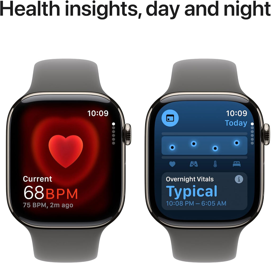 Apple Apple Watch Series 10 GPS + Cellular 46mm Natural Titanium Case with Stone Grey Sport Band, S/M (Renewed)