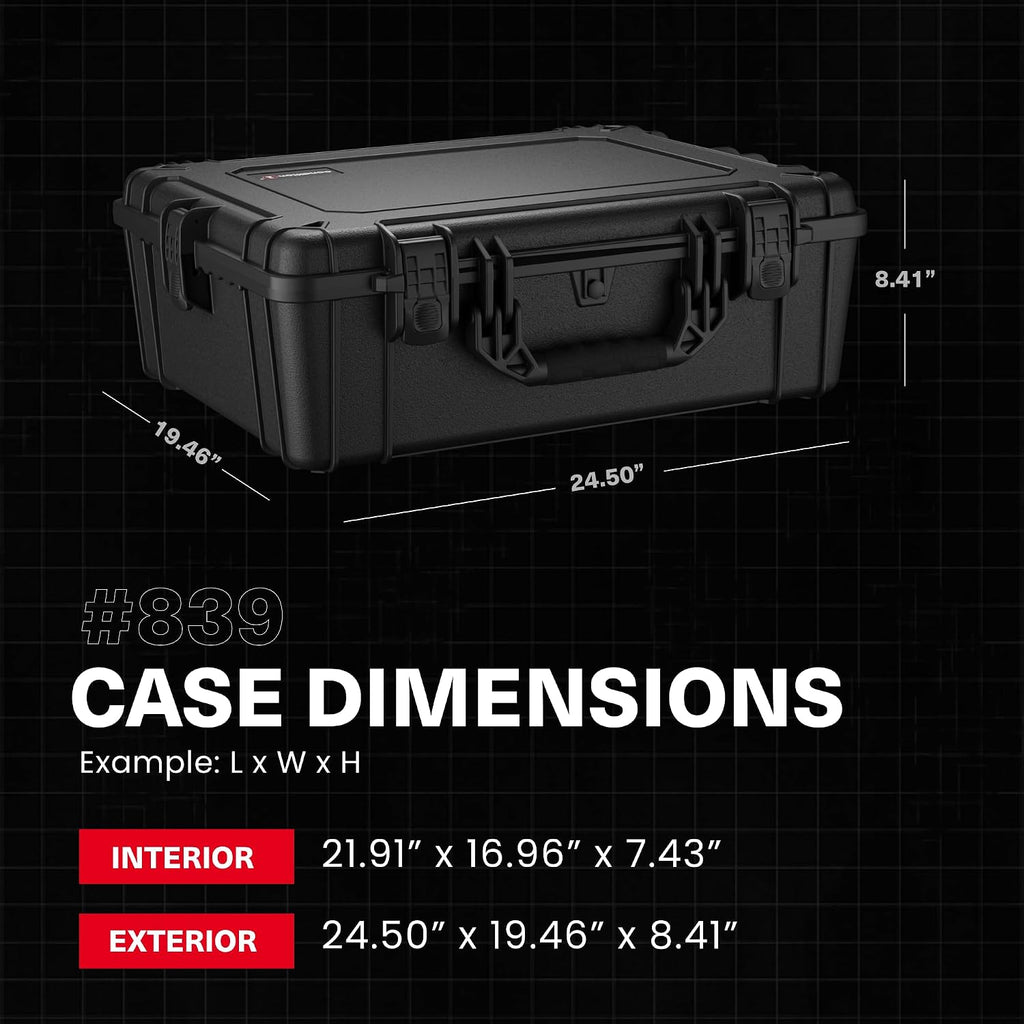 Condition 1 25' Large Waterproof Hard Case Model 839 with Foam, Portable Protective Storage Box for Travel, Hunting, Military, Tactical, Made in USA, 24.50'x 19.46'x8.41' Ranger Green