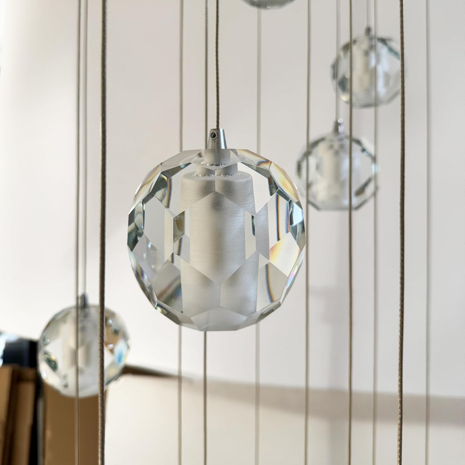 3-Light Modern Pendant Light, Multi-facted Crystal Cluster Pendant Light Fixture in Chrome, Adjustable Hanging Lighting for Kitchen Island Dining Room Hallway