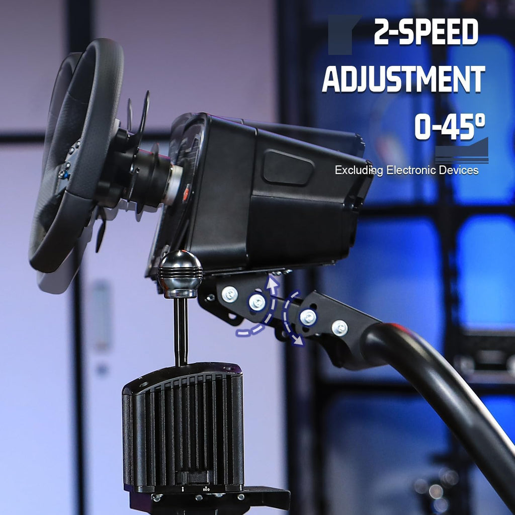 Marada Driving Racing Simulator Cockpit with Monitor Stand & Black Seat Fit for Fantec, for Logitech G923 G25 G920, for Thrustmaster T500 Wheel and Pedals Not Included