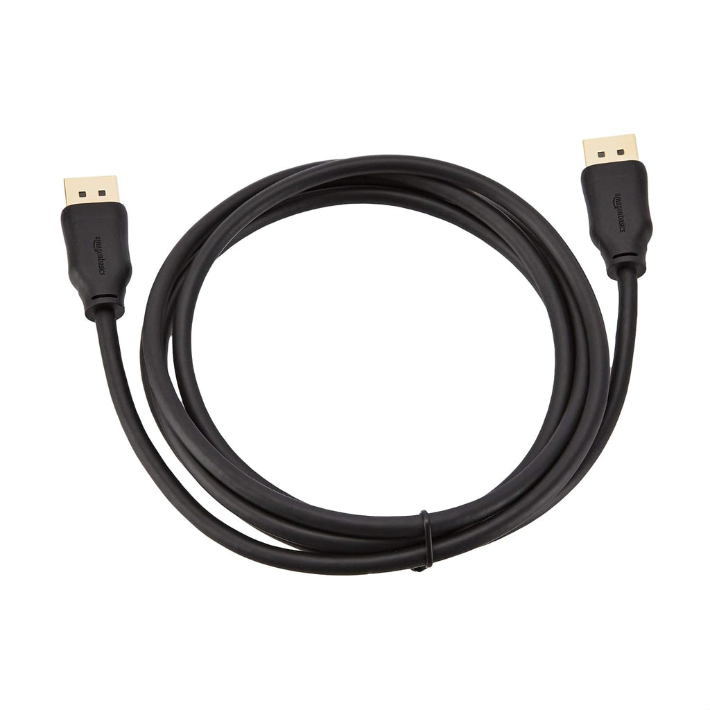Amazon Basics DisplayPort to DisplayPort HD Display Cable, Gold-Plated, 6 ft, 52 count, Black