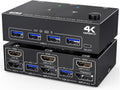 USB 3.0 Dual Monitor KVM Switch HDMI Displayport，KVM Switch for 2 Computer Share 2 Display and 4 USB3.0 Devices