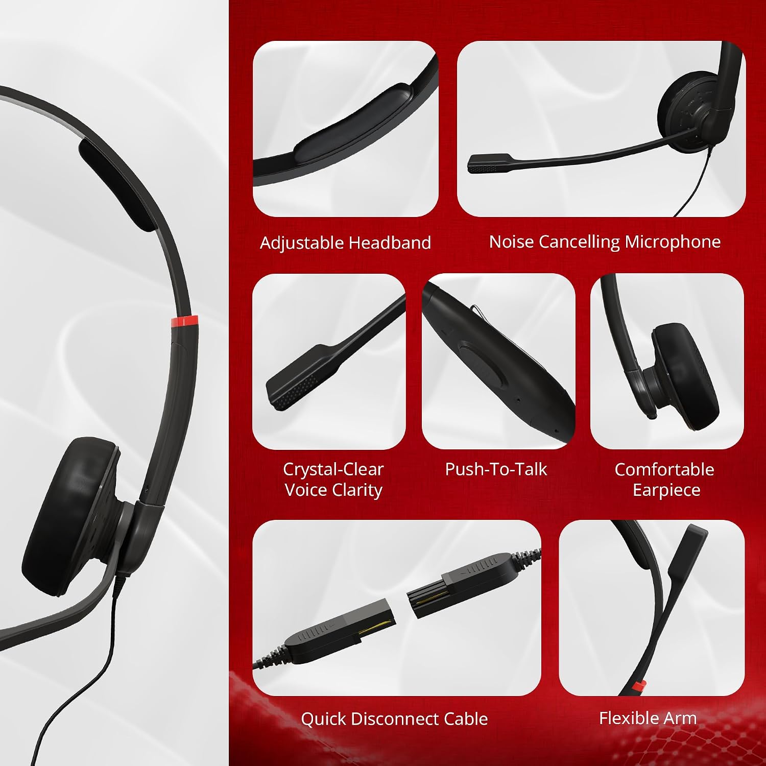 DataLocker USB Wired Headset Degree Microphone for PC - Push-to-Talk (PTT) TAA Compliant Computer Headphones with in-Line Volume Control, Noise Cancellation, & for Home, Skype