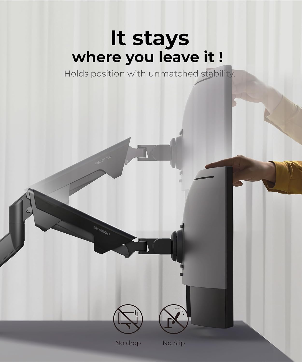 Modernsolid Heavy Duty Monitor Arm Desk Mount for 34-49 Inch Ultrawide Curved Monitors, Supports 14-38 lbs, Gas Spring Ergonomic Full Motion with Cable Management, Red Dot Design Awarded, Black