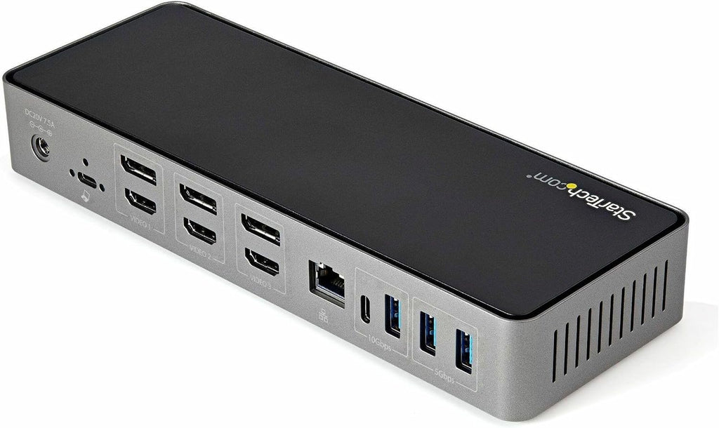StarTech.com USB-C / USB-A Hybrid Docking Station for MacBook Pro / Air M1 M2 M3 M4 & Windows, Universal Triple 4K 60Hz HDMI DP Dock, Thunderbolt Compatible, 85W Laptop Charging - TAA, Black & Gray