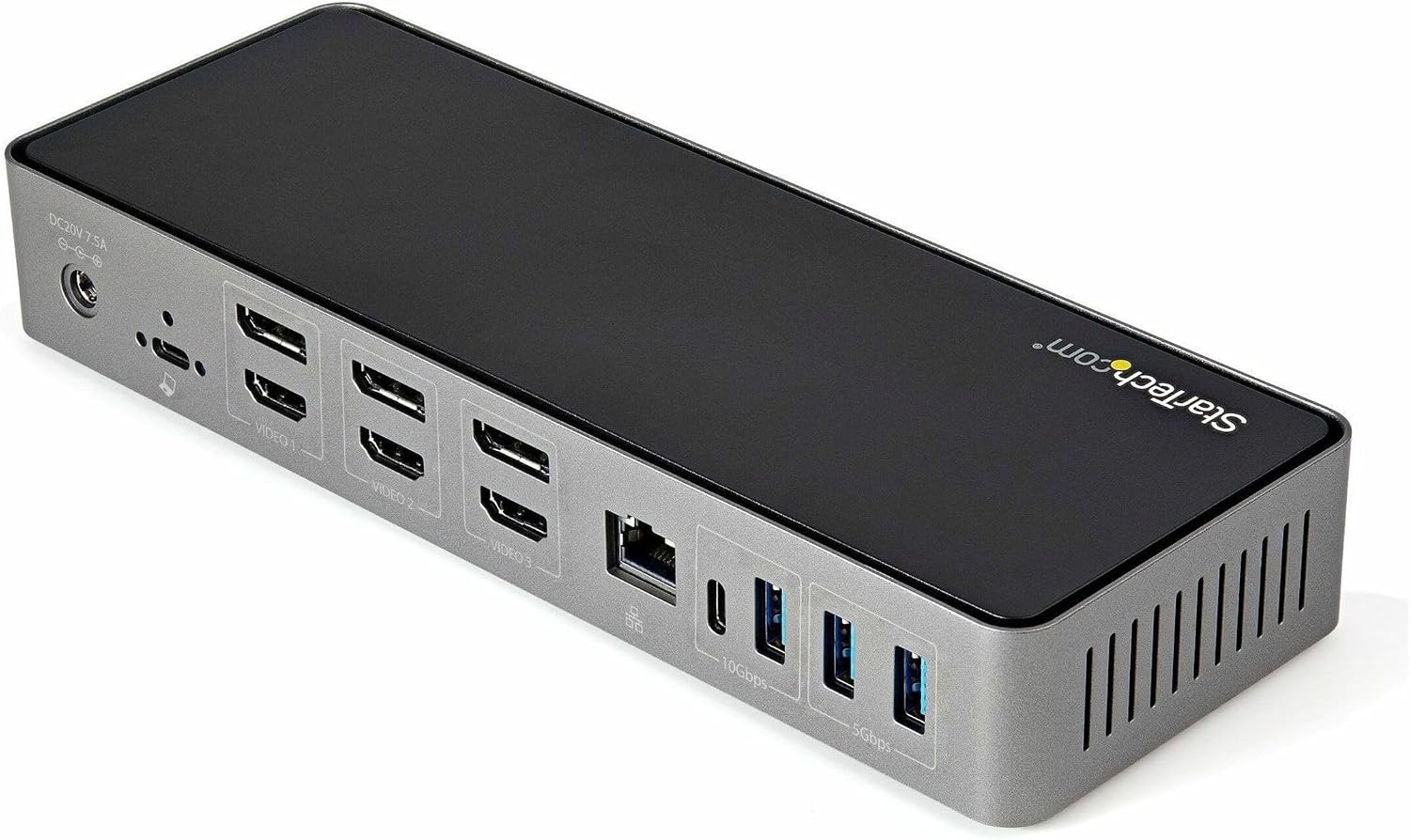 StarTech.com USB-C / USB-A Hybrid Docking Station for MacBook Pro / Air M1 M2 M3 M4 & Windows, Universal Triple 4K 60Hz HDMI DP Dock, Thunderbolt Compatible, 85W Laptop Charging - TAA, Black & Gray