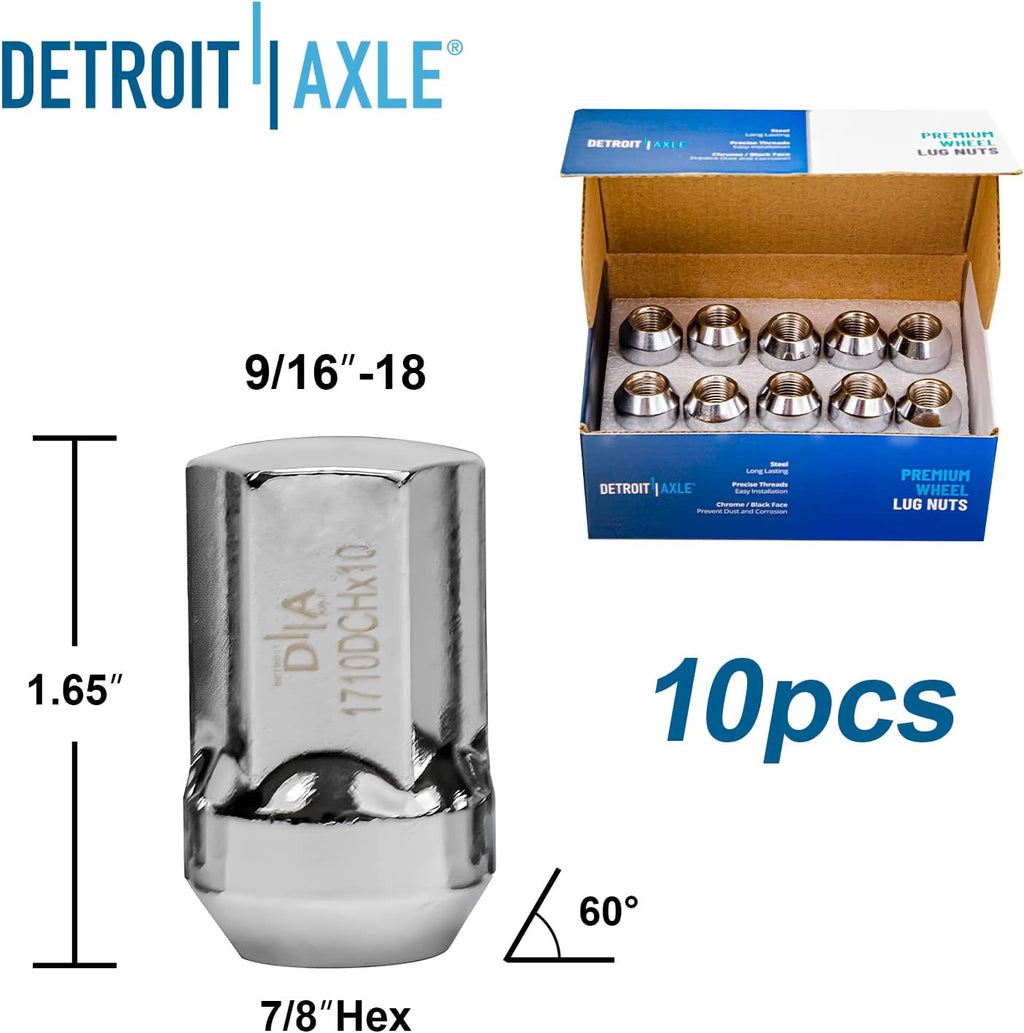 Detroit Axle - Front Disc Brake Rotors Wheel Hub Bearings + 10pc Wheel Lug Nuts Replacement for 2006-2009 Dodge Durango Chrysler Aspen - 14pc Set