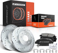 A-Premium 10.32 inch(262 mm) Front Drilled and Slotted Disc Brake Rotors + Ceramic Pads Kit Compatible with Select Honda Models - Civic del Sol 1994 1995 1996 1997 1.6L, Fit 2007 2008 1.5L 6-PC Set