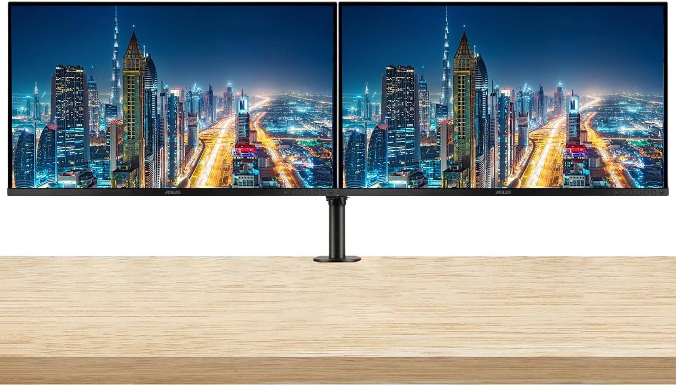 Asus ProArt PA328CGV 32-inch 1440P 2K QHD 165 Hz 5 ms Professional Monitor, 2-Pack Bundle with USB-C 90W PD, DisplayPort, HDMI, USB Hub, Integrated Speakers and Desk Mount Dual Monitor Stand