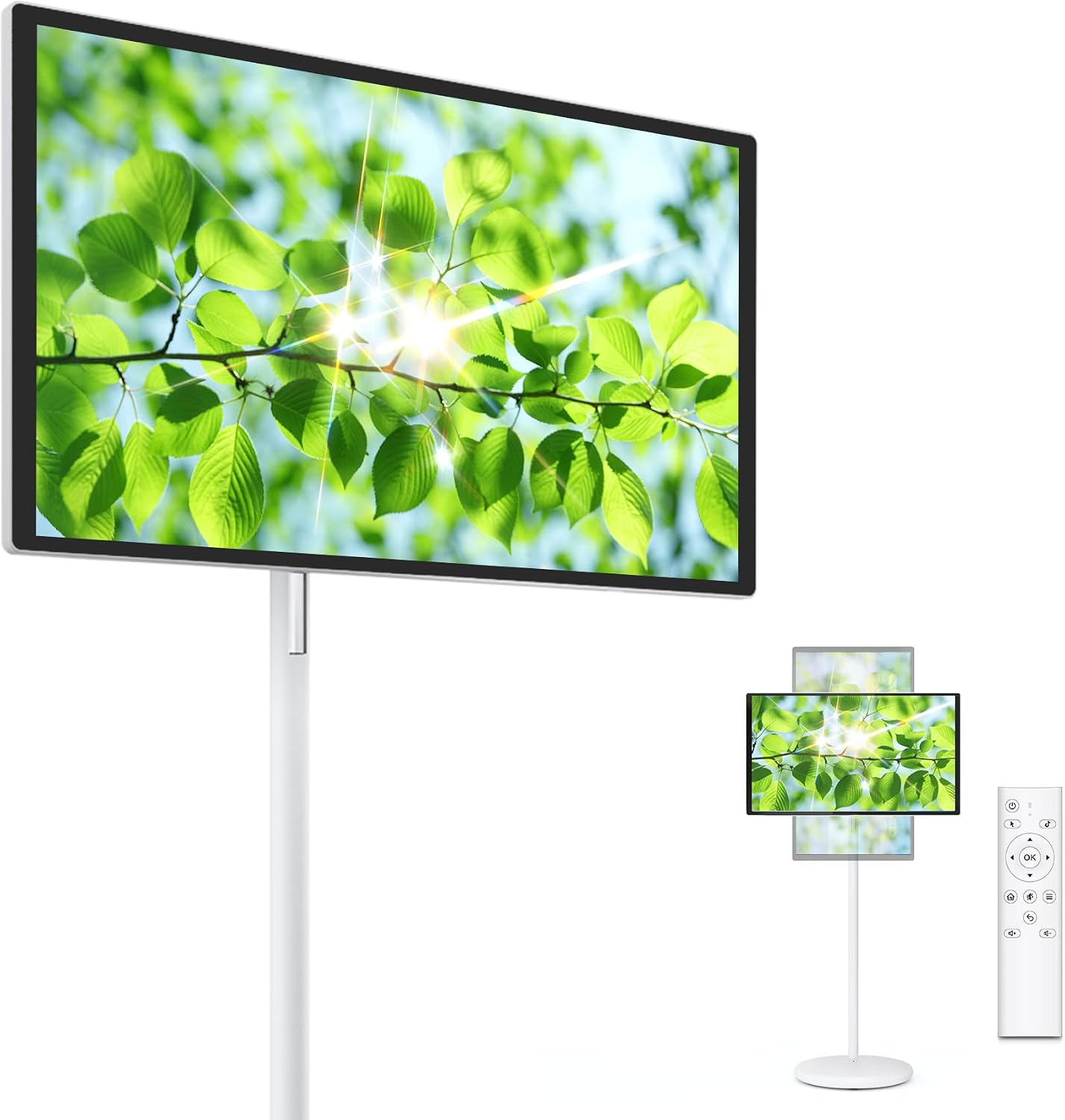 27' Rolling TV, EDLA-Certified Portable TV, Android 13, 8 GB +128 GB, Built-in 20,000 mAh Battery, 14H Playtime, Wireless Casting,10-Point Touch Screen Monitor for Home, Office, Gym