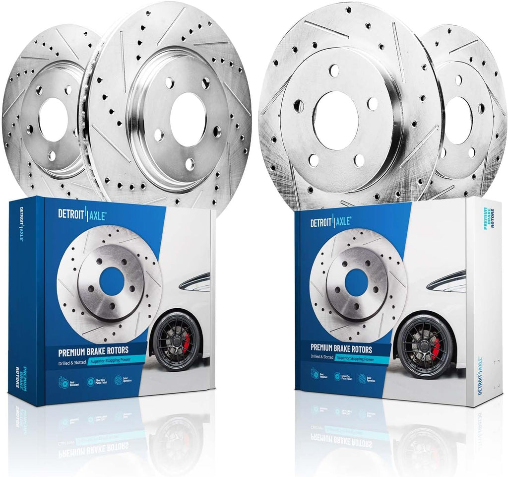 Detroit Axle - 4pc Brake Rotors for 2014 2015 Chevrolet Cruze, Drilled and Slotted Disc Brake Rotors Replacement : 10.87' inch Front and 11.50' inch Rear Rotor