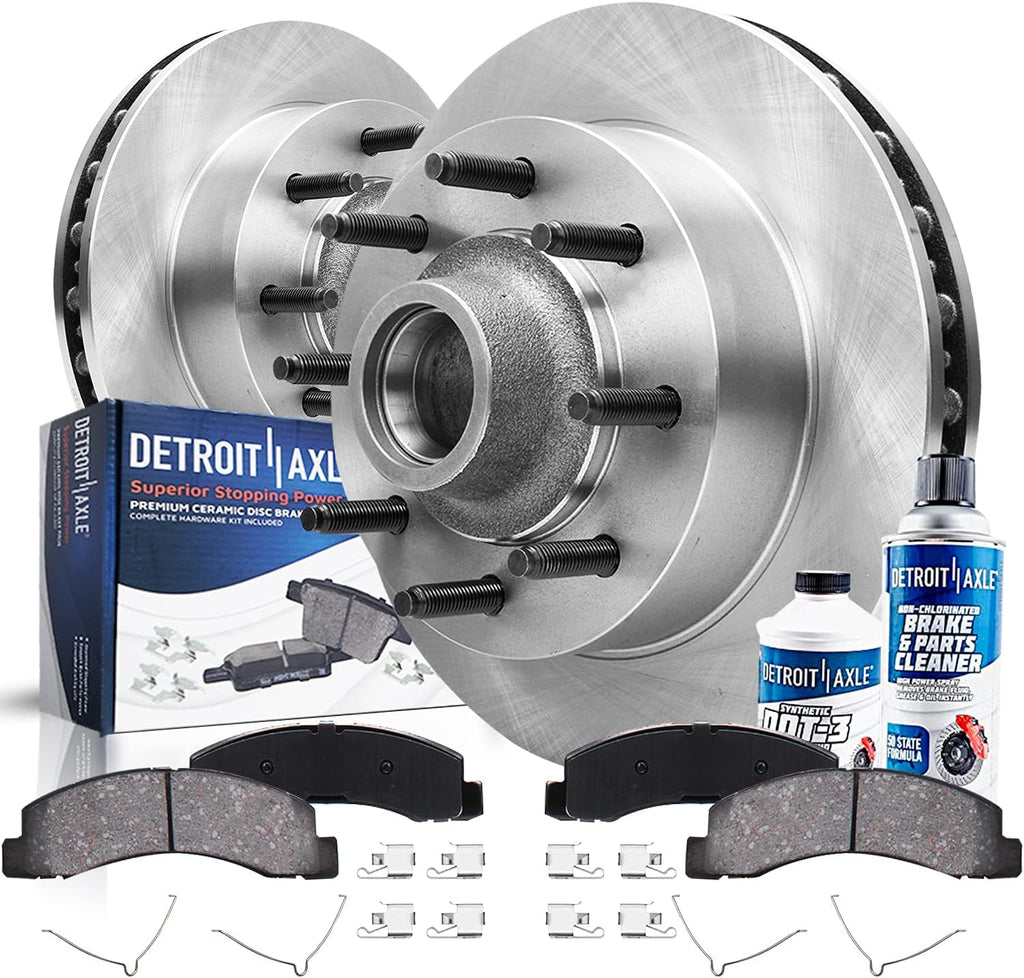 Detroit Axle - Front Brake Kit for 2WD 99-02 Ford F-250 F-350 Super Duty 00-02 Excursion Disc Brake Rotors 1999 2000 2001 2002 Ceramic Brakes Pads Replacement