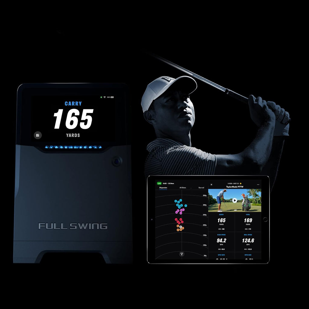 Full Swing Kit Golf Launch Monitor & Simulator Trusted by Tiger Woods | Portable Indoor/Outdoor Swing Data Analyzer | 16 Club & Ball Metrics | 5D Ai Machine Learning Radar | 4K Camera & OLED Display