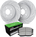 R1 Concepts Rear Brake Kit Fits 2006-2011 Acura CSX; 2013-2015 Acura ILX; 2006-2015 Honda Civic; 1997-2001 Honda Prelude| Performance Sport Brake Pads and Drilled Slotted Brake Rotors| 10.2' Rear