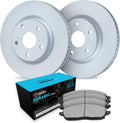R1 Concepts Front Brake Kit Fits 2007-2010 Acura CSX; 2002-2006 Acura RSX; 2006-2011 Honda Civic| Ceramic Brake Pads and Blank Brake Rotors| 11.8' Front