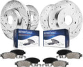 Detroit Axle - Brake Kit for 2006-2011 Honda Civic 2007-2010 CSX, Drilled Slotted Disc Brake Rotors Ceramic Brakes Pads 2008 2009 Replacement : 11.81' inch Front Rotor 10.24' inch Rear Rotor