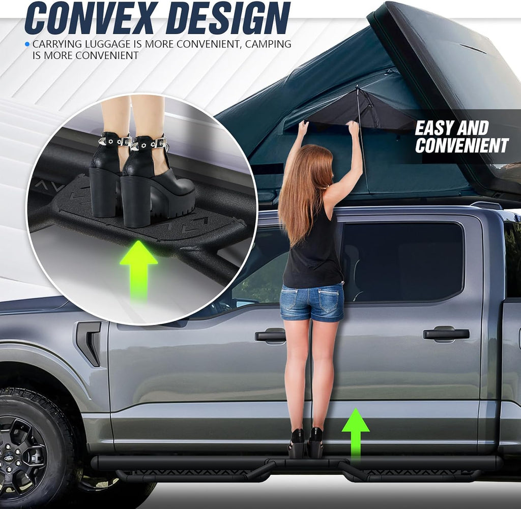 YZONA Running Boards Compatible for 2019-2026 Chevy Silverado & GMC Sierra 1500, 2020-2026 Chevrolet Silverado/GMC Sierra 2500 HD 3500 HD Double Cab/Extended Cab, Two Stairs Design Side Step Nerf Bar