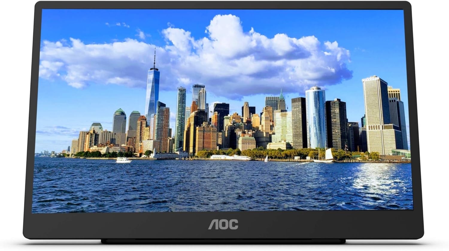 AOC 16T2 15.6' Full HD (1920 x 1080) Touch-Enabled Portable IPS Monitor, USB-C and Micro HDMI inputs, Built-in Battery, Stereo Speakers, SmartCover, AutoPivot, VESA for laptops, PC, Mac, Consoles
