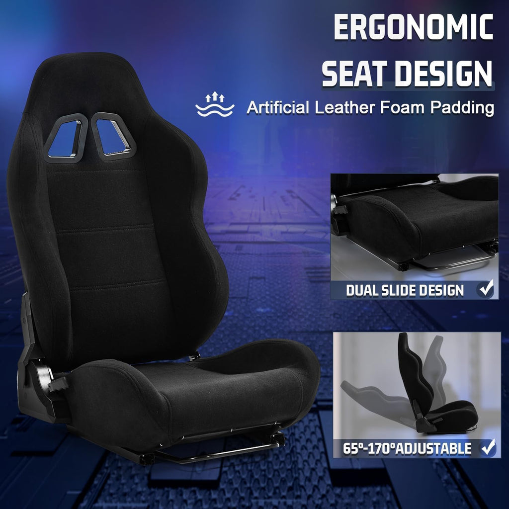Marada Racing Simulator Cockpit with Monitor Stand Fit for Thrustmaster T500 T3PA,for PXN,for Logitech G923 G920,for FANTEC,Stable Strong Driving Cockpit with Black Seat,Not Included Wheel and Pedal