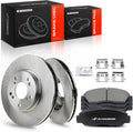 A-Premium 11.10 inch (282mm) Front Vented Disc Brake Rotors + Ceramic Pads Kit Compatible with Select Acura and Honda Models - Accord 2003-2007, Civic 2006-2010, CSX 2006-2011, 6-PC Set
