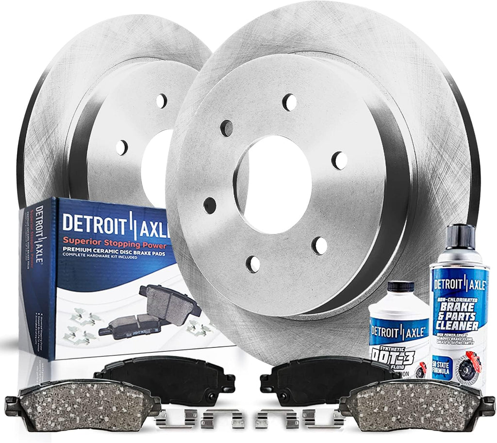 Detroit Axle - Rear Brake Kit for 06-10 Hummer H3, 09-10 H3T, Disc Brake Rotors Ceramic Brake Pads w/Hardware 2006 2007 2008 2009 2010 Replacement