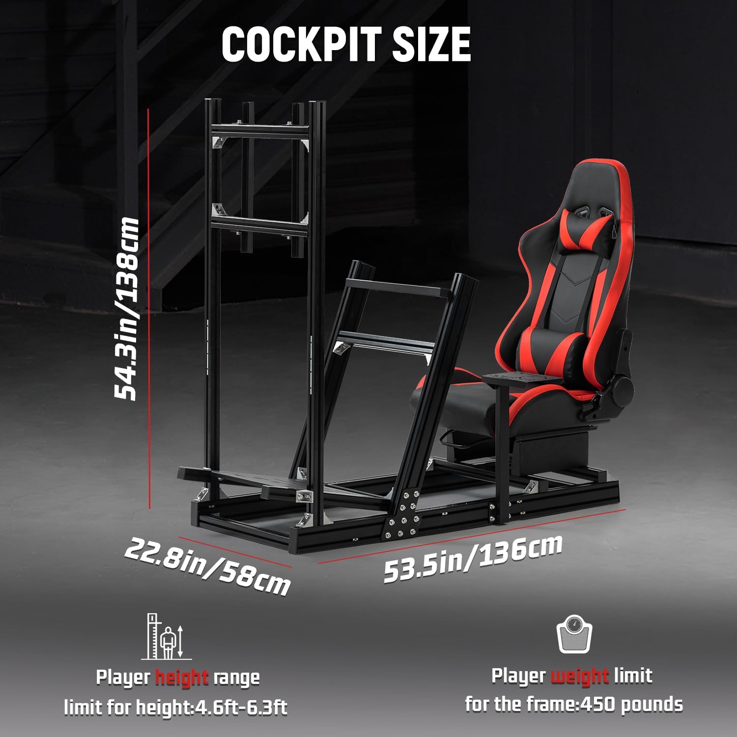 Dardoo F1 Racing Simulator Cockpit with Seat Display Frames Solid profile 40 x 80 mm Wheel Stand Fit for Logitech G920 G923, for Thrustmaster T300RS Without Wheel, Pedal, Handbrake and Monitor