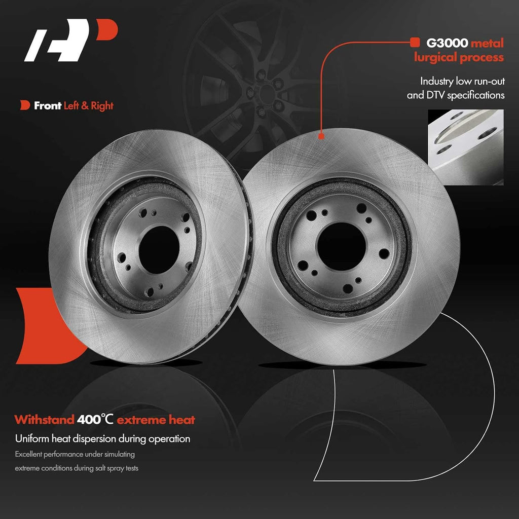 A-Premium 11.81 inch (300mm) Front Vented Disc Brake Rotors + Ceramic Pads Kit Compatible with Select Honda and Acura Models - Civic 2006-2011, CSX 2007-2010, RSX 2002-2006, 2.0L, 6-PC Set